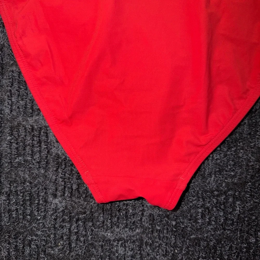 Tory Burch Womens Red Front Tie Knot V-Neck One Piece Swimsuit Sz S Small 934